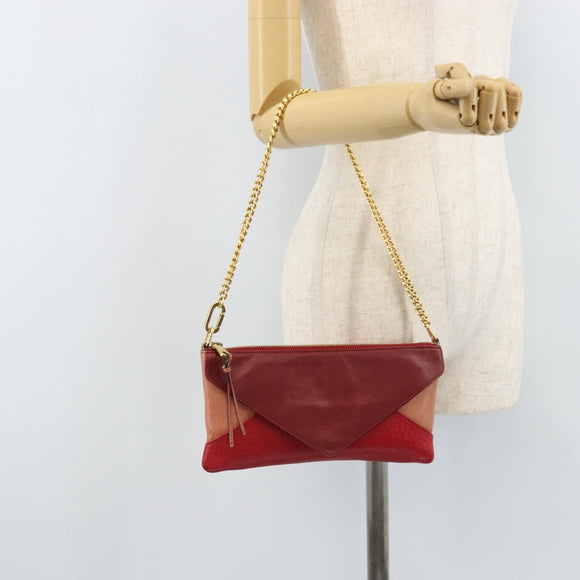Chloe Shoulder Bag Leather Red Gold Auth mr2151