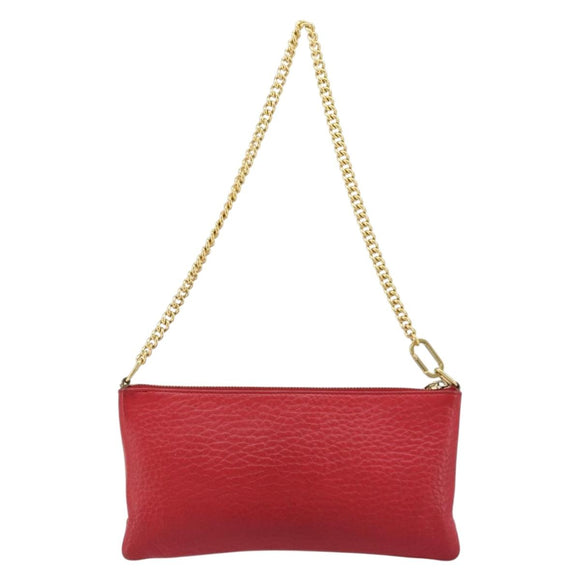 Chloe Shoulder Bag Leather Red Gold Auth mr2151