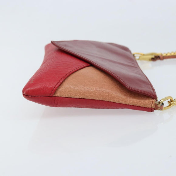 Chloe Shoulder Bag Leather Red Gold Auth mr2151