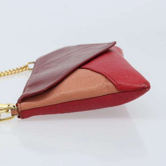 Chloe Shoulder Bag Leather Red Gold Auth mr2151