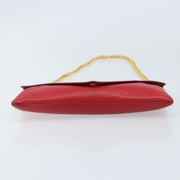 Chloe Shoulder Bag Leather Red Gold Auth mr2151
