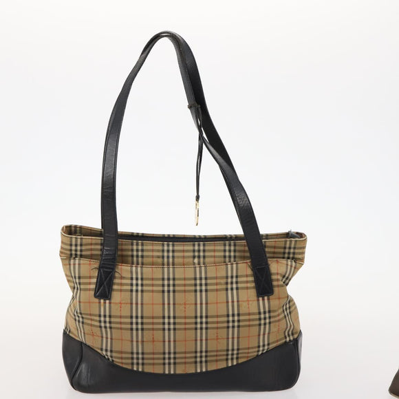 Burberrys Nova Check Blue Label Clutch Bag Canvas 4 Set Brown Beige Auth mr2152