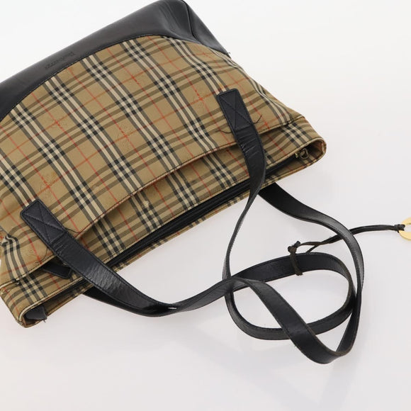 Burberrys Nova Check Blue Label Clutch Bag Canvas 4 Set Brown Beige Auth mr2152