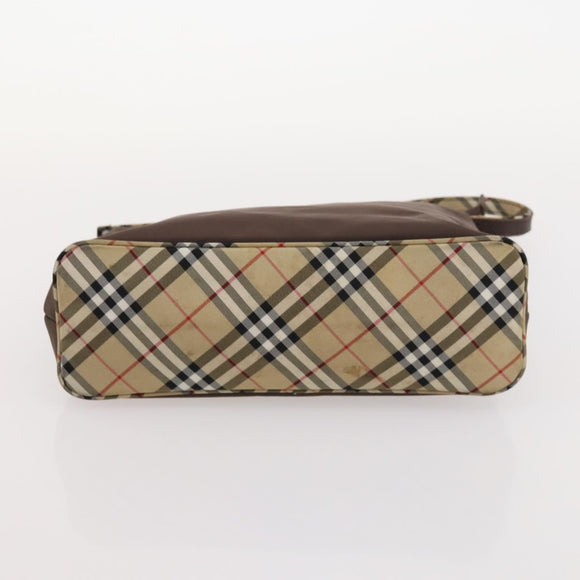 Burberrys Nova Check Blue Label Clutch Bag Canvas 4 Set Brown Beige Auth mr2152