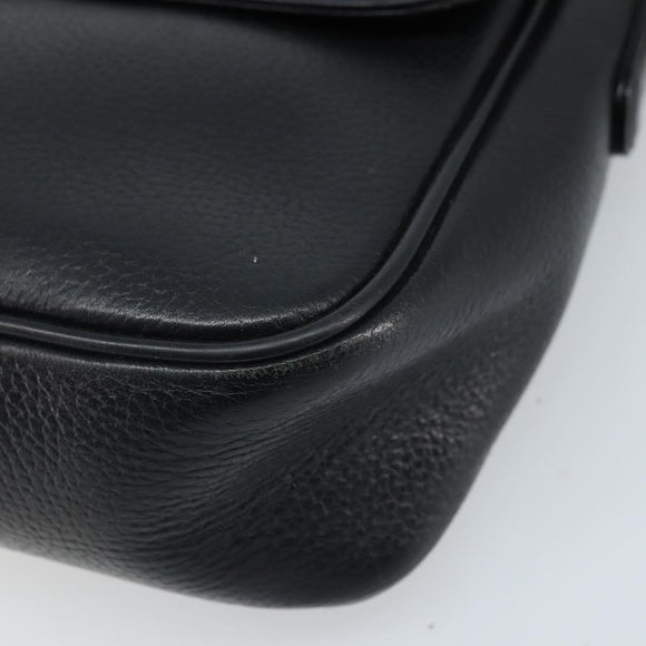 MCM Shoulder Bag Leather Black Gold Auth mr2156