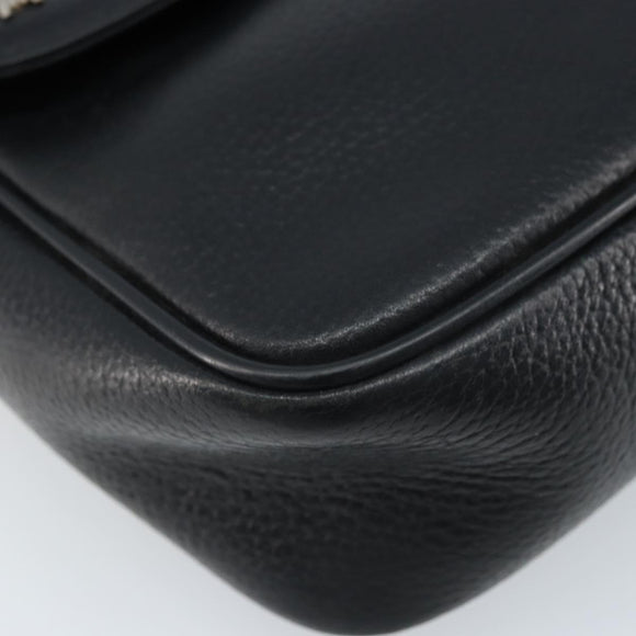 MCM Shoulder Bag Leather Black Gold Auth mr2156