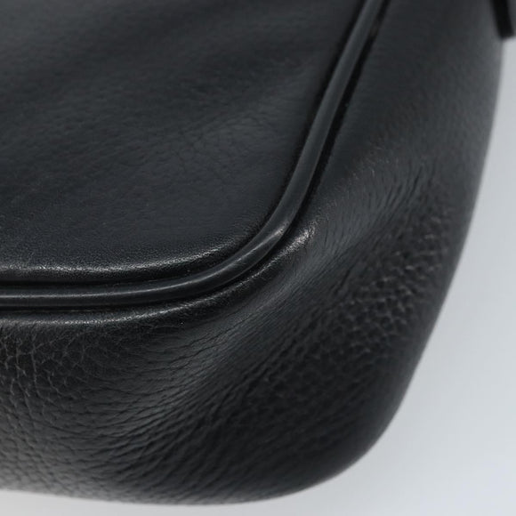 MCM Shoulder Bag Leather Black Gold Auth mr2156