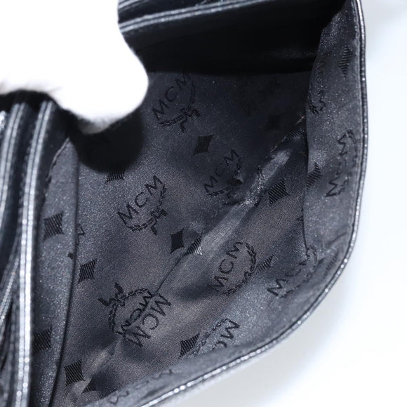 MCM Shoulder Bag Leather Black Gold Auth mr2156