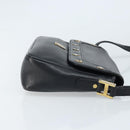 MCM Shoulder Bag Leather Black Gold Auth mr2156-4