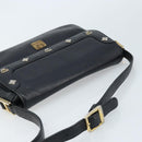 MCM Shoulder Bag Leather Black Gold Auth mr2156-6