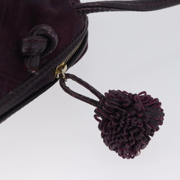 BOTTEGA VENETA Schoudertas Leer Suède Zipangu Goud Goud Auth mr2157