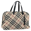 BURBERRY Nova Check Hand Bag Wool Beige Gold Auth mr2159V-1
