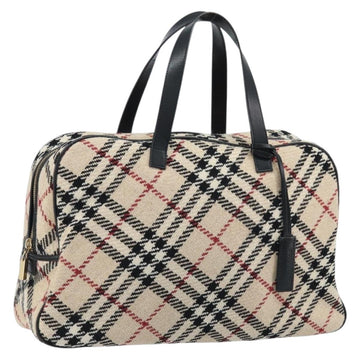 BURBERRY Nova Check Hand Bag Wool Beige Gold Auth mr2159V