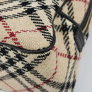 BURBERRY Nova Check Hand Bag Wool Beige Gold Auth mr2159V-9