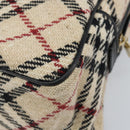 BURBERRY Nova Check Hand Bag Wool Beige Gold Auth mr2159V-15