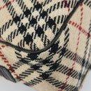 BURBERRY Nova Check Hand Bag Wool Beige Gold Auth mr2159V-16