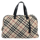 BURBERRY Nova Check Hand Bag Wool Beige Gold Auth mr2159V-13
