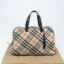 BURBERRY Nova Check Hand Bag Wool Beige Gold Auth mr2159V-12