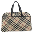 BURBERRY Nova Check Hand Bag Wool Beige Gold Auth mr2159V-2