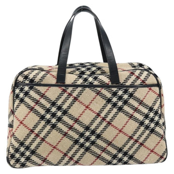 BURBERRY Nova Check Hand Bag Wool Beige Gold Auth mr2159V - 0
