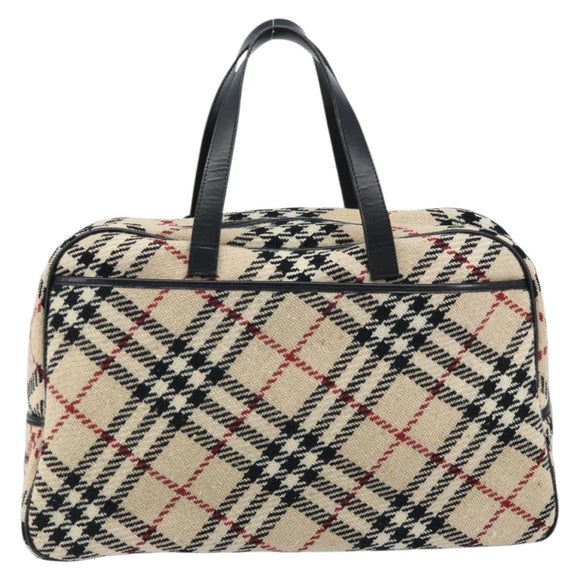 BURBERRY Nova Check Hand Bag Wool Beige Gold Auth mr2159V