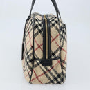 BURBERRY Nova Check Hand Bag Wool Beige Gold Auth mr2159V-3