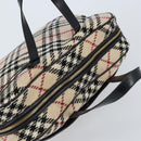 BURBERRY Nova Check Hand Bag Wool Beige Gold Auth mr2159V-6