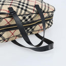 BURBERRY Nova Check Hand Bag Wool Beige Gold Auth mr2159V-7