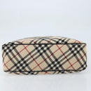 BURBERRY Nova Check Hand Bag Wool Beige Gold Auth mr2159V-5