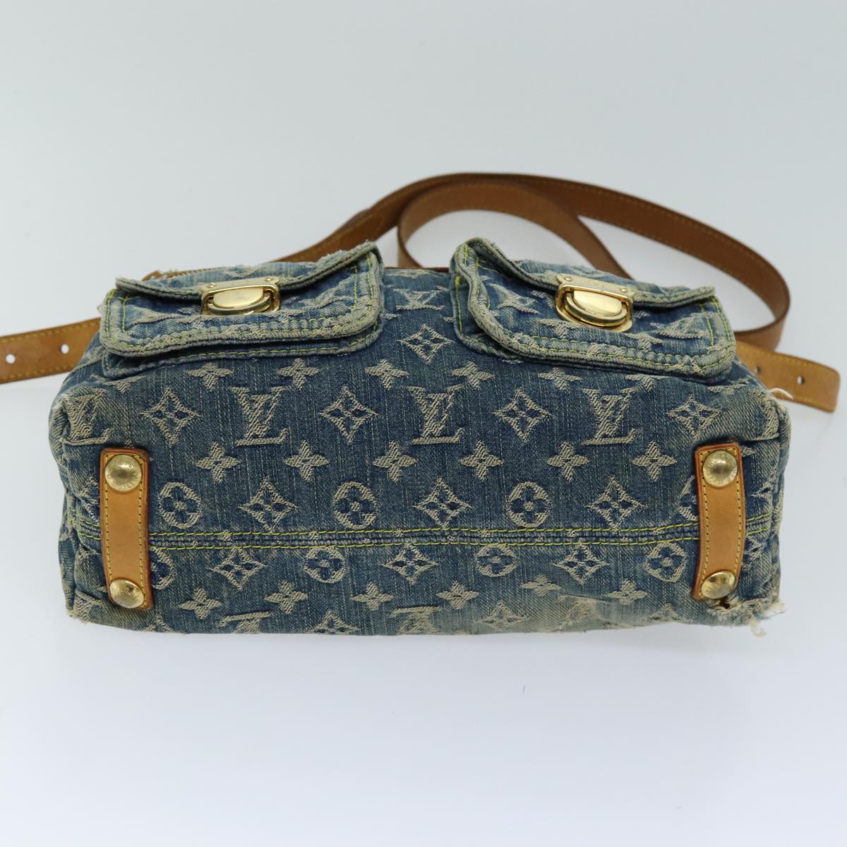 LOUIS VUITTON Monogram denim Buggy PM Shoulder Bag Blue M95049 LV Auth mr216