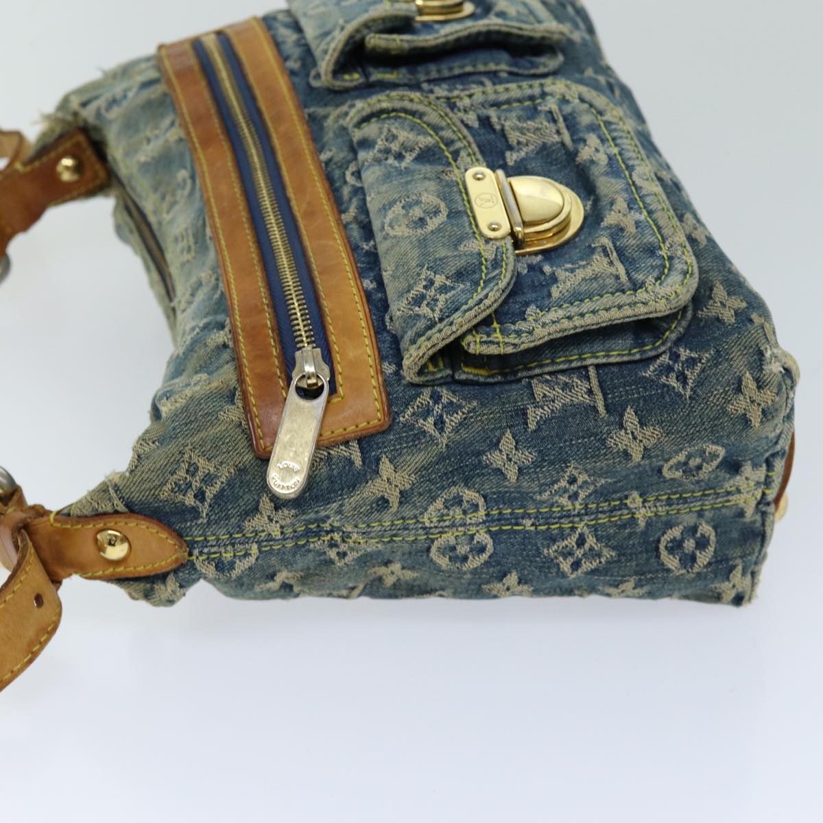 LOUIS VUITTON Monogram denim Buggy PM Shoulder Bag Blue M95049 LV Auth mr216