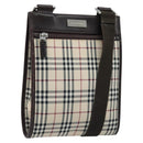 BURBERRY Nova Check Shoulder Bag Canvas Beige Silver Auth mr2160-1