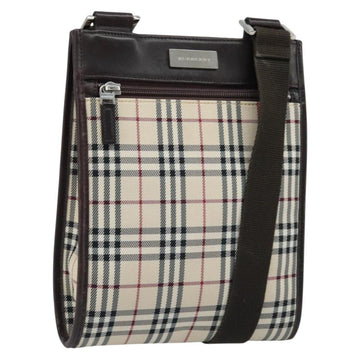 BURBERRY Nova Check Shoulder Bag Canvas Beige Silver Auth mr2160