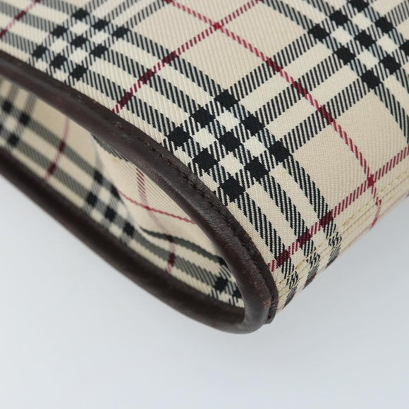 BURBERRY Nova Check Shoulder Bag Canvas Beige Silver Auth mr2160