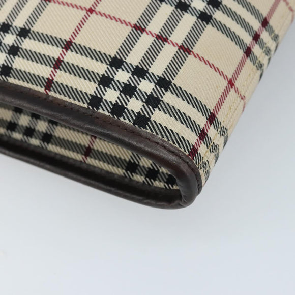 BURBERRY Nova Check Shoulder Bag Canvas Beige Silver Auth mr2160