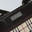 BURBERRY Nova Check Shoulder Bag Canvas Beige Silver Auth mr2160-14
