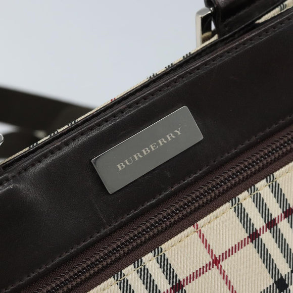 BURBERRY Nova Check Shoulder Bag Canvas Beige Silver Auth mr2160