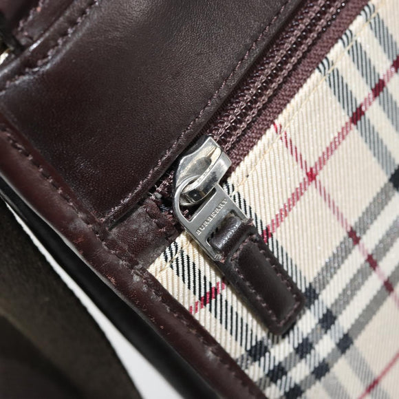 BURBERRY Nova Check Shoulder Bag Canvas Beige Silver Auth mr2160