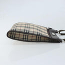 BURBERRY Nova Check Shoulder Bag Canvas Beige Silver Auth mr2160-4