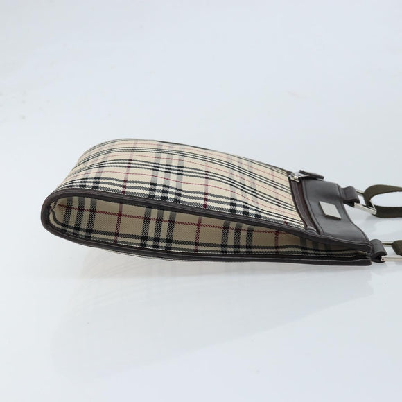 BURBERRY Nova Check Shoulder Bag Canvas Beige Silver Auth mr2160