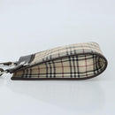 BURBERRY Nova Check Shoulder Bag Canvas Beige Silver Auth mr2160-5
