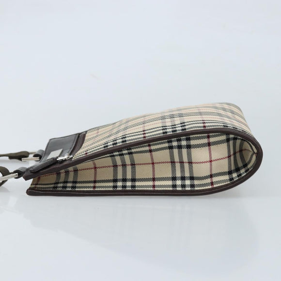 BURBERRY Nova Check Shoulder Bag Canvas Beige Silver Auth mr2160