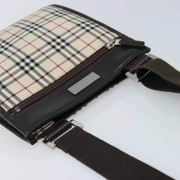BURBERRY Nova Check Shoulder Bag Canvas Beige Silver Auth mr2160