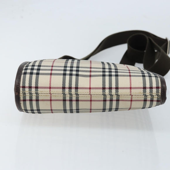 BURBERRY Nova Check Shoulder Bag Canvas Beige Silver Auth mr2160