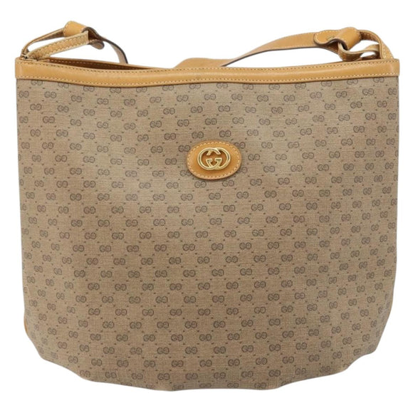 GUCCI Micro GG Supreme Shoulder Bag PVC Beige Gold 001 110 0077 Auth mr2161