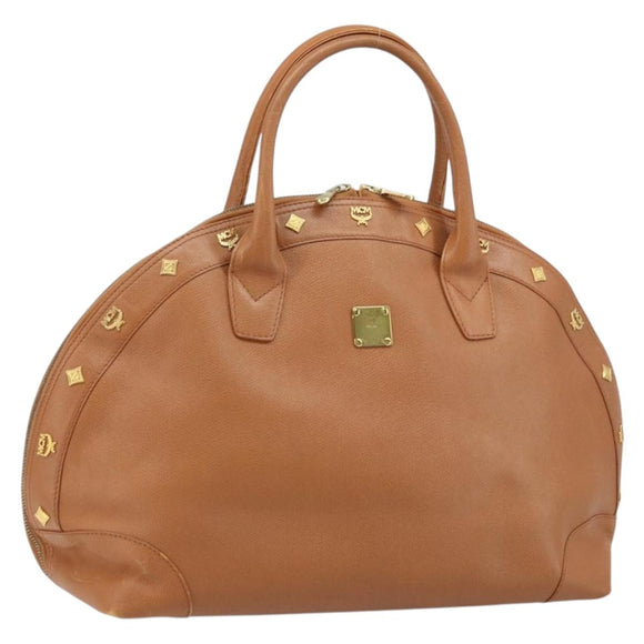MCM Hand Bag Leather Brown Gold Auth mr2162