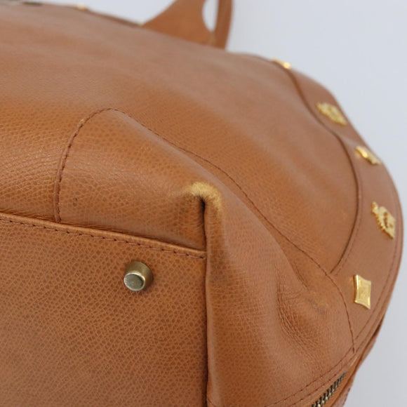 MCM Hand Bag Leather Brown Gold Auth mr2162