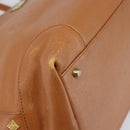 MCM Hand Bag Leather Brown Gold Auth mr2162-11