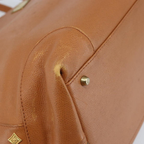MCM Hand Bag Leather Brown Gold Auth mr2162