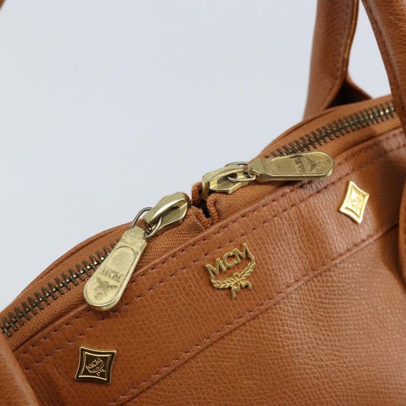 MCM Hand Bag Leather Brown Gold Auth mr2162